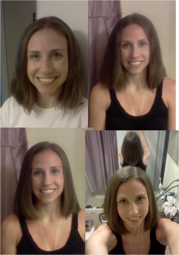 Top: Air-dried, blow dryer, Bottom: flat ironed 